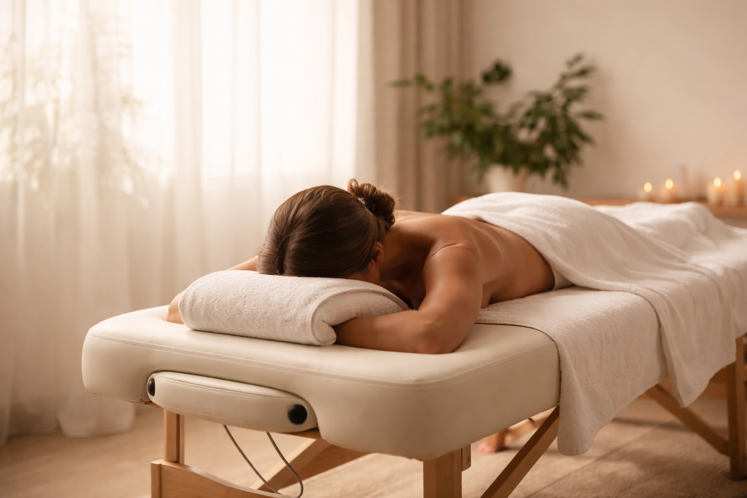 Person liegt entspannt auf einer Massageliege